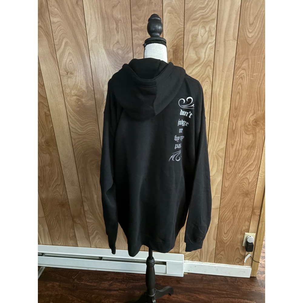 Beautiful Disaster Womens Black Graphic Hoodie Don't Judge Me By My Past 2X - Picture 4 of 8